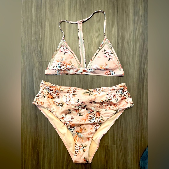 Merona Women’s high waist 2 piece Floral Print Bikini Set size XL - Picture 1 of 7
